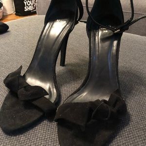 Velvet ankle strap heels